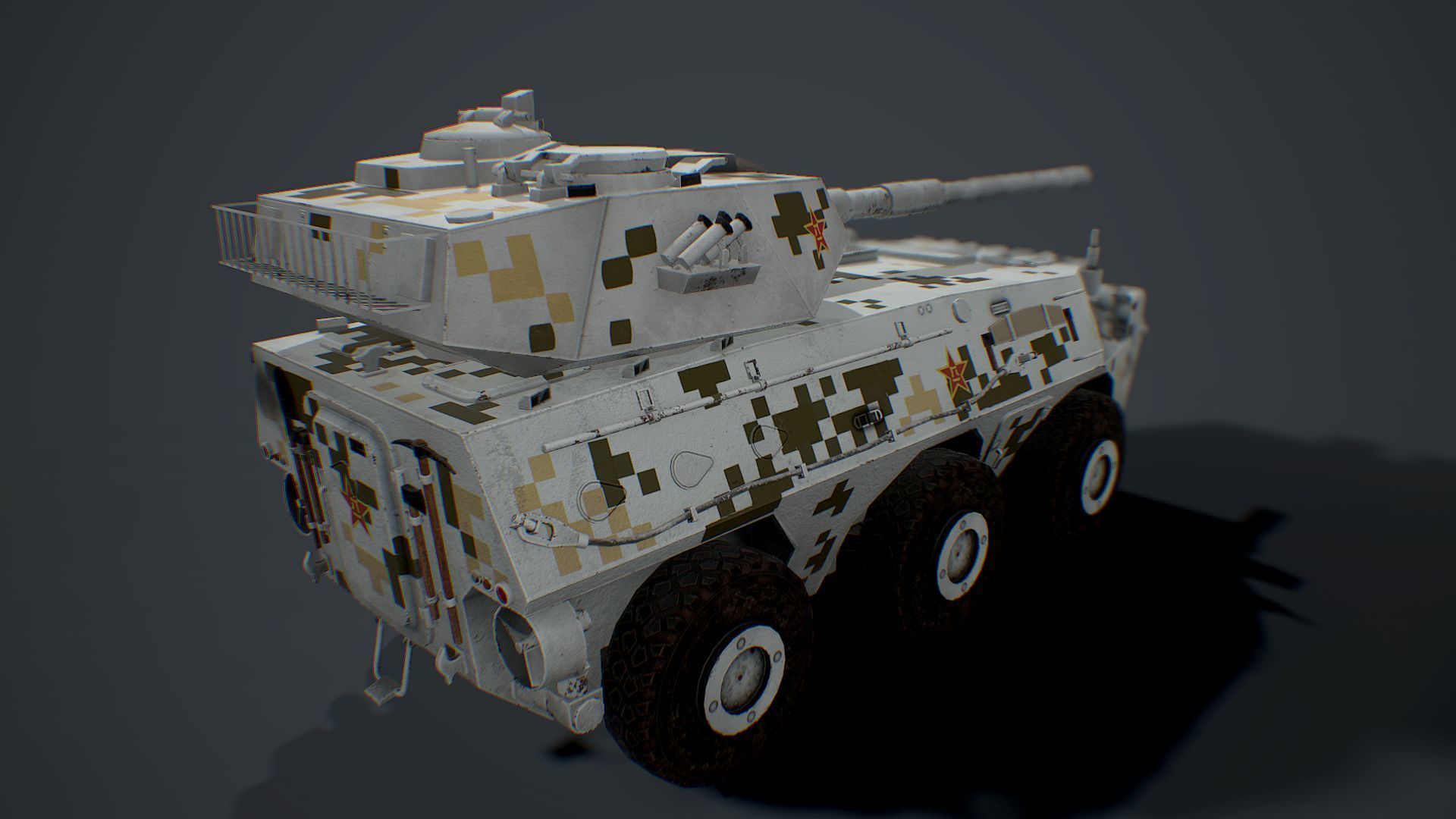 PTL-02 military tank in camouflage Low-poly 3D model_9