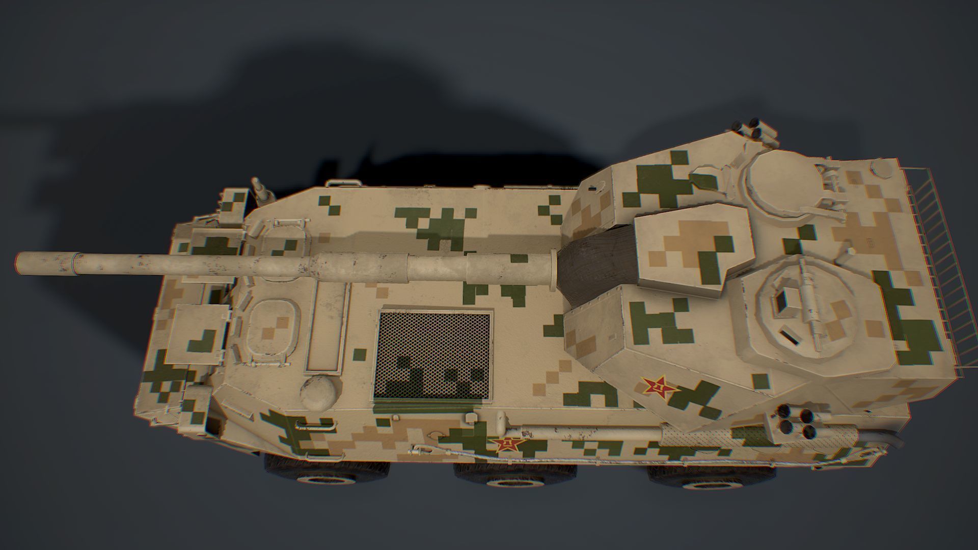PTL-02 military tank in camouflage Low-poly 3D model_8