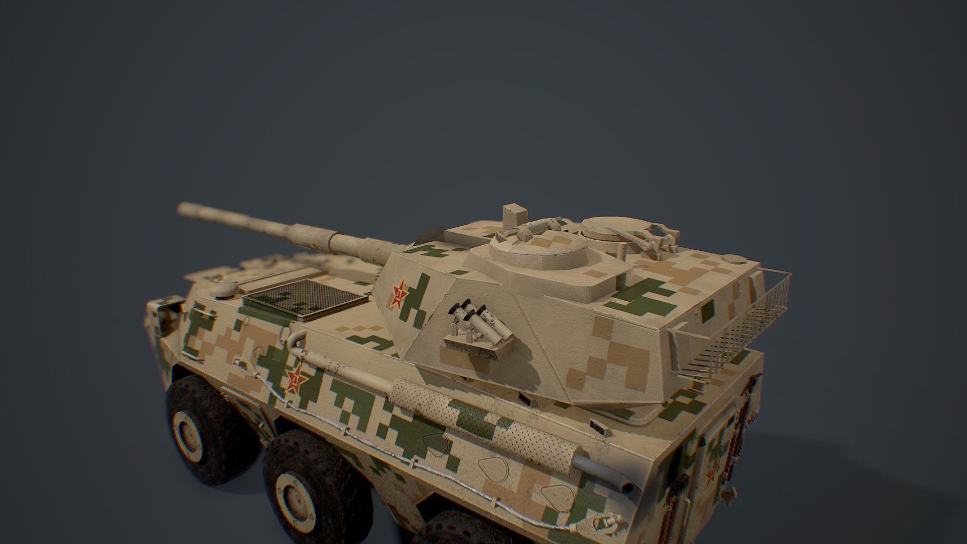 PTL-02 military tank in camouflage Low-poly 3D model_7
