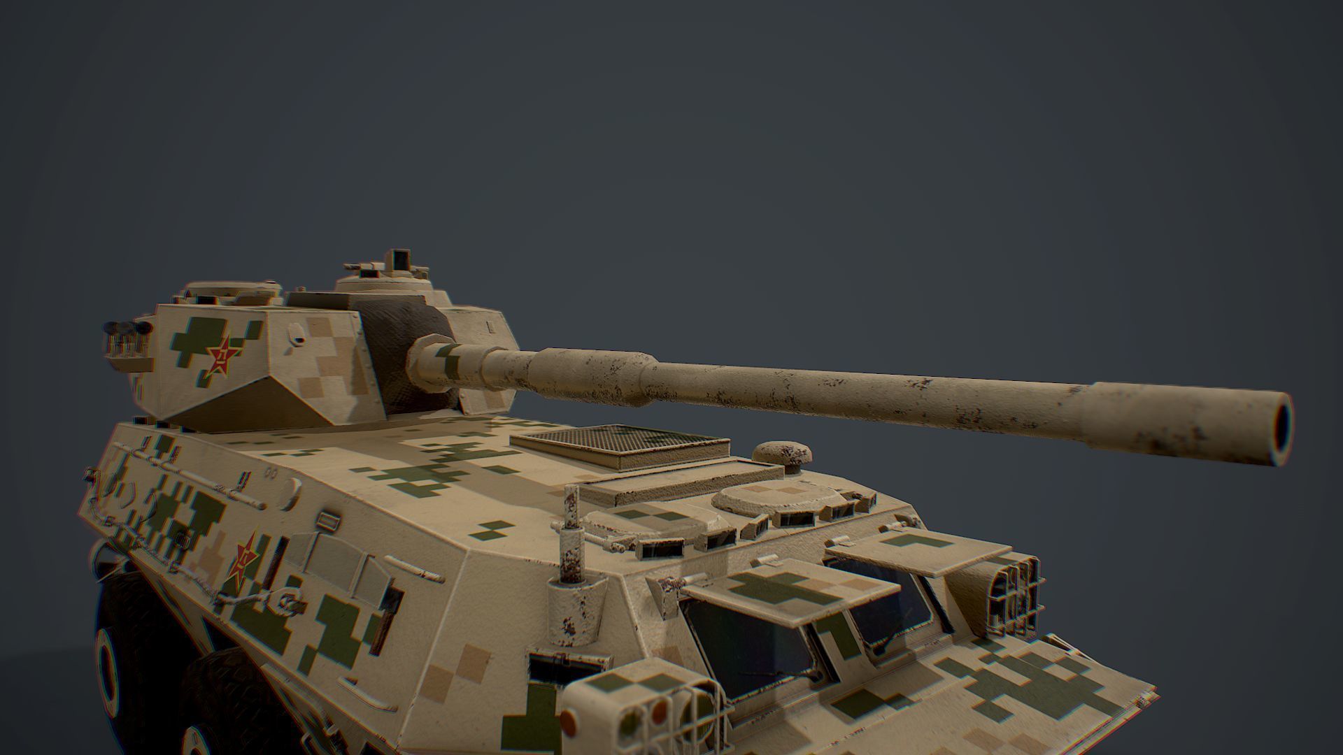 PTL-02 military tank in camouflage Low-poly 3D model_2
