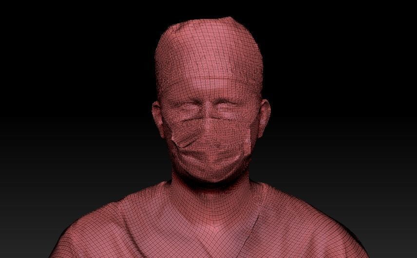 Surgical doctor with a mask walking 45 Low-poly 3D model_6