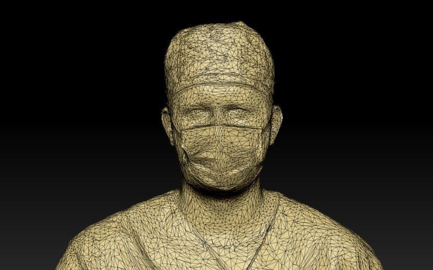 Surgical doctor with a mask walking 45 Low-poly 3D model_4