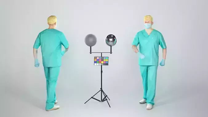 Surgical doctor with a mask walking 45 Low-poly 3D model