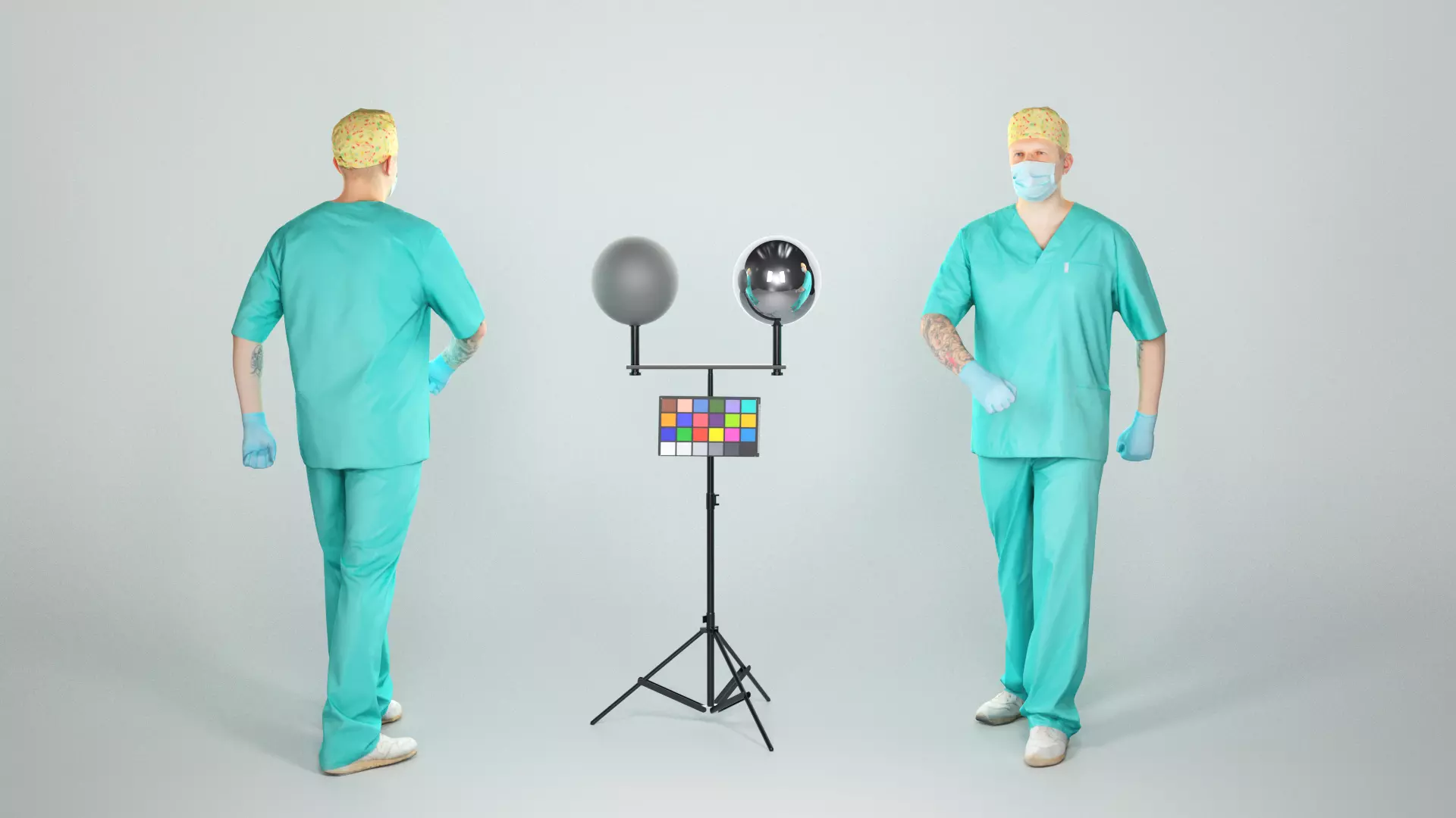 Surgical doctor with a mask walking 45 Low-poly 3D model_0