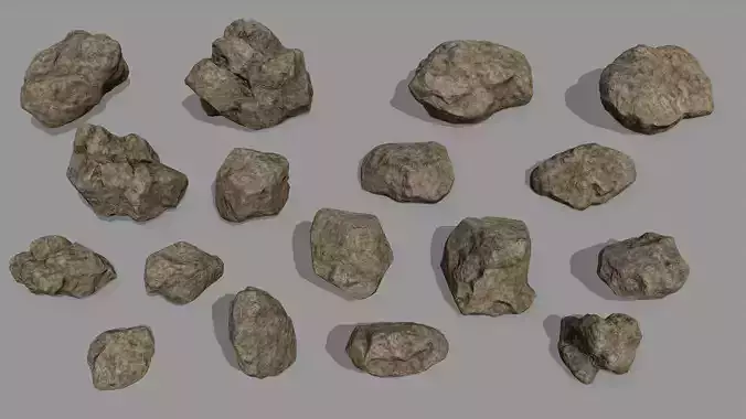 Rock Set Low-poly 3D model