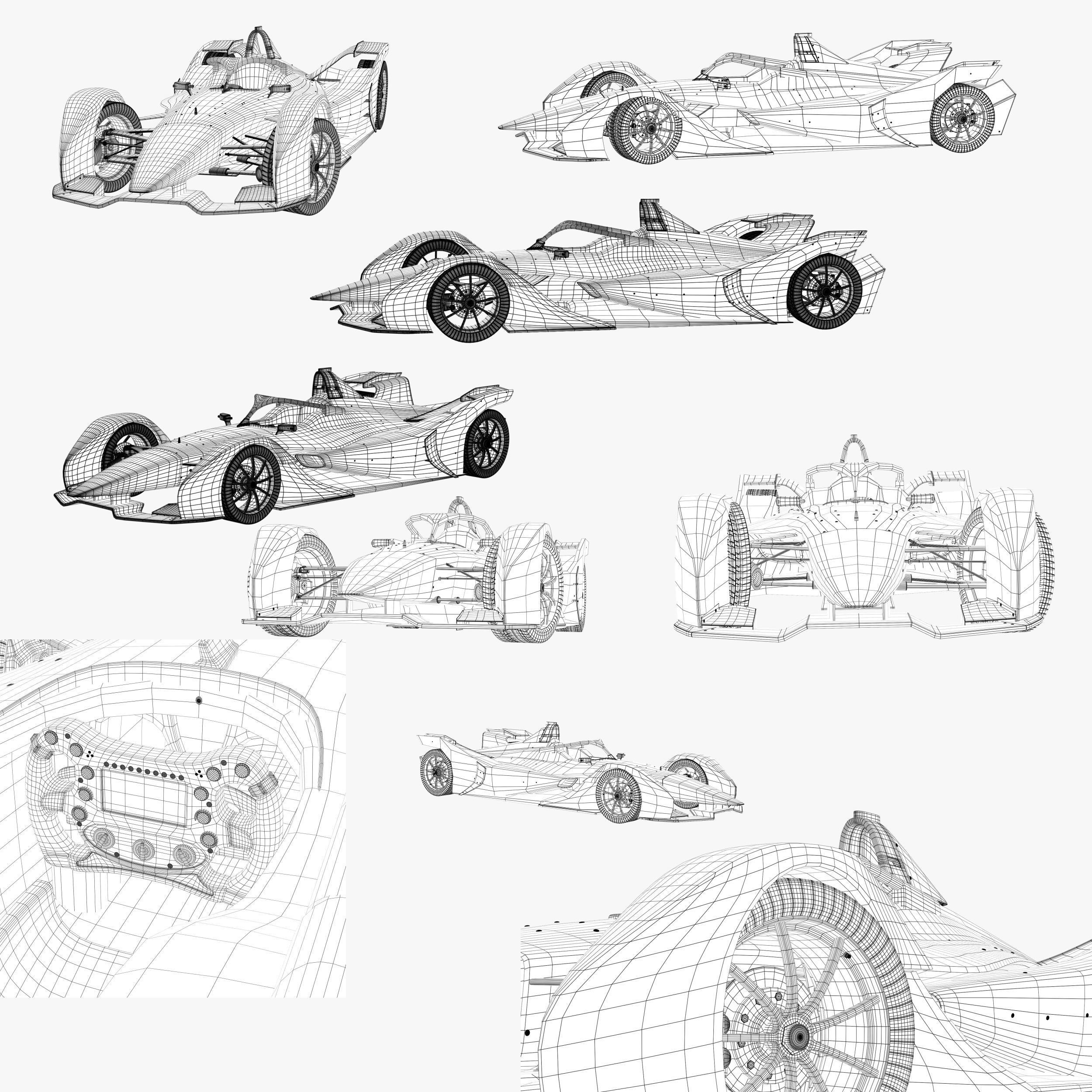 Jaguar Formula E 2020 Low-poly 3D model_13