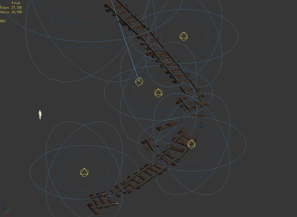 Dynasty Black Light Cave - Rail Track 01 3D model_3