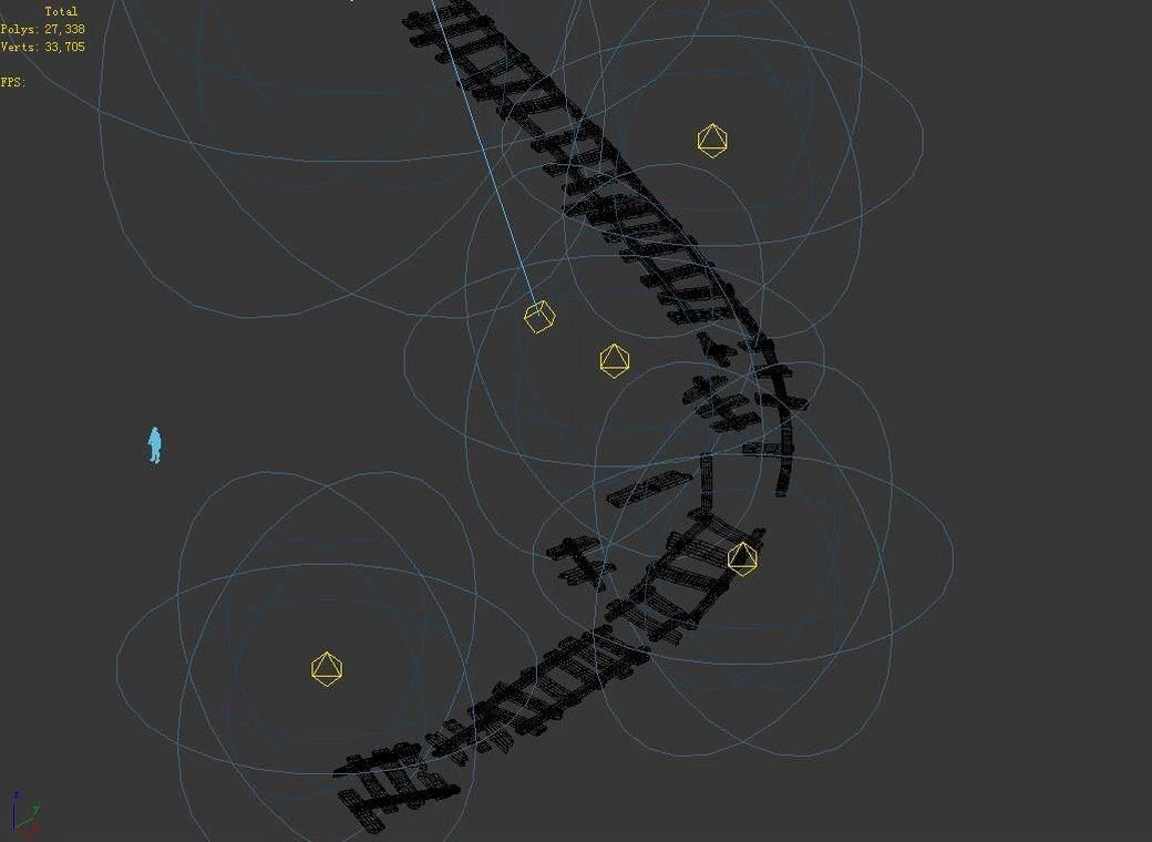 Dynasty Black Light Cave - Rail Track 01 3D model_4