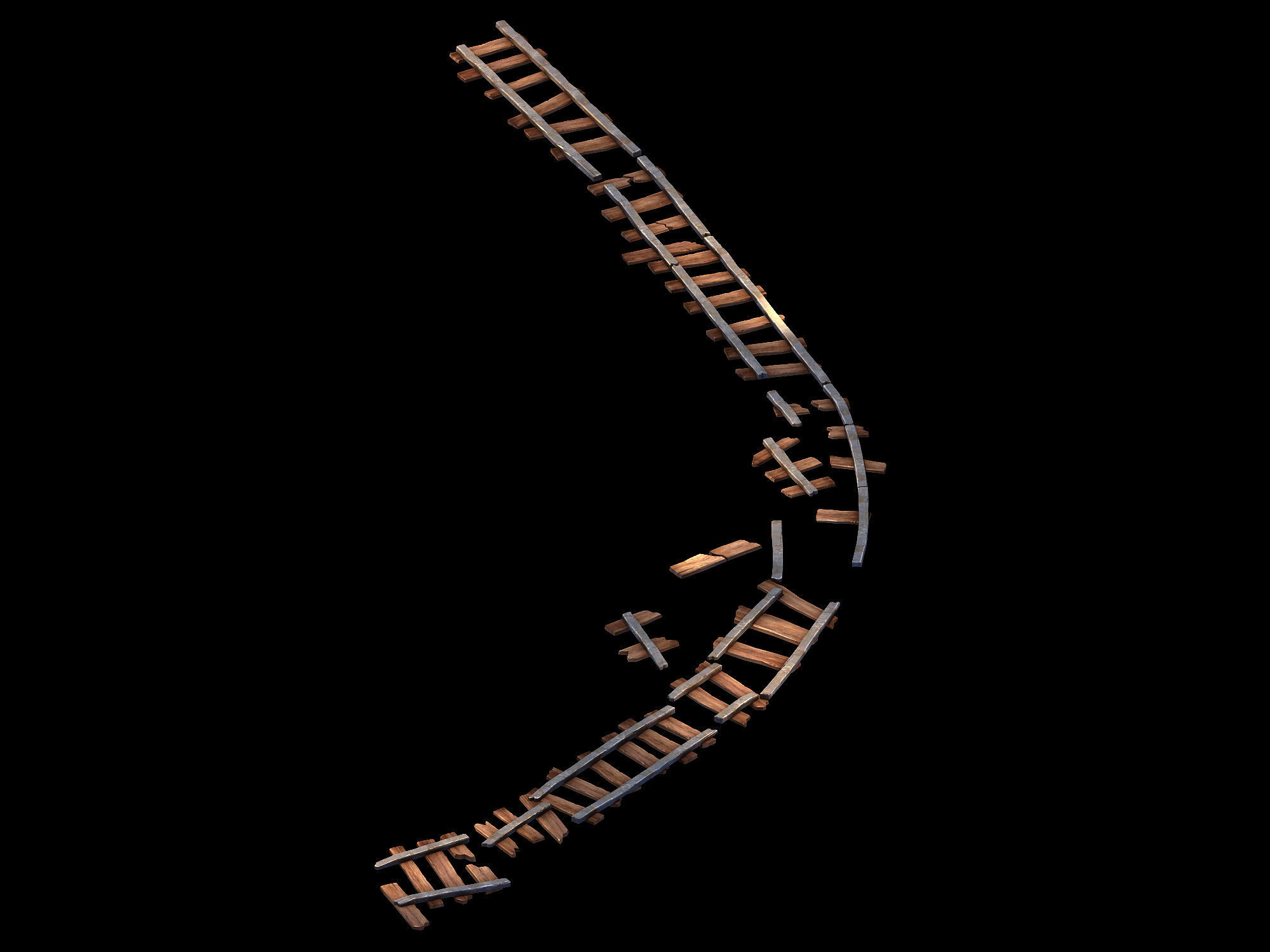 Dynasty Black Light Cave - Rail Track 01 3D model_1