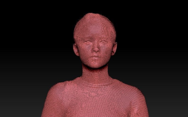 Young woman dressed in black with a backpack 111 Low-poly 3D model_6