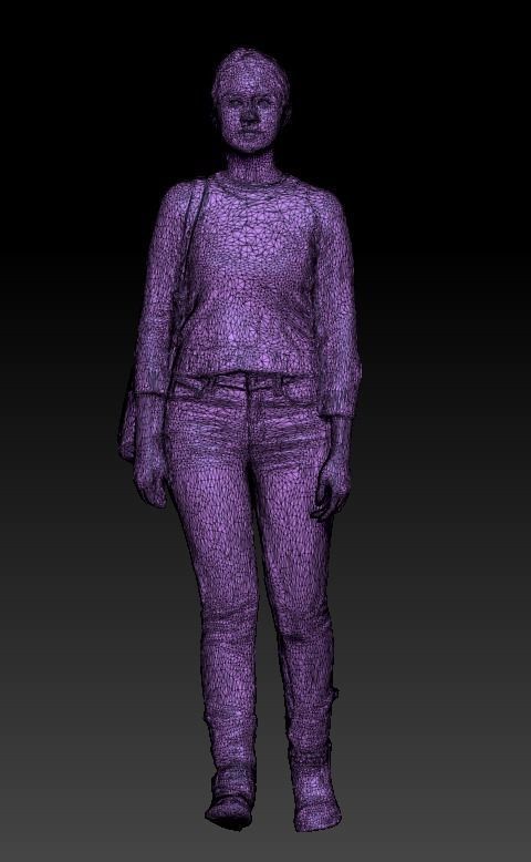 Young woman dressed in black with a backpack 111 Low-poly 3D model_5