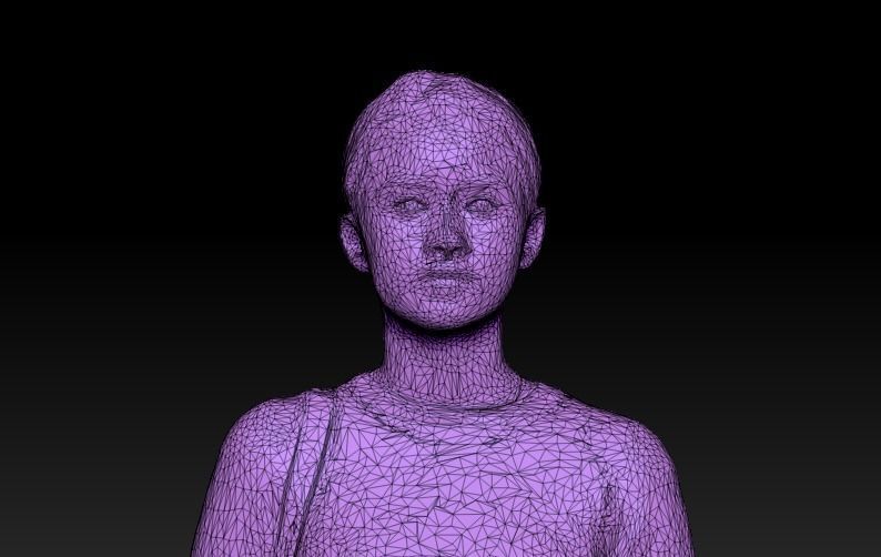 Young woman dressed in black with a backpack 111 Low-poly 3D model_4