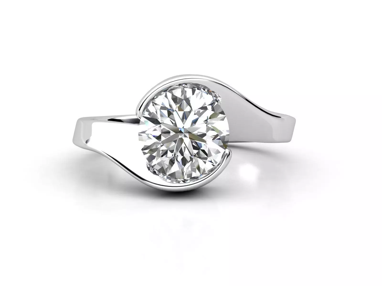 dmc-03 solitaire engagement ring with oval cut diamond 3D print model