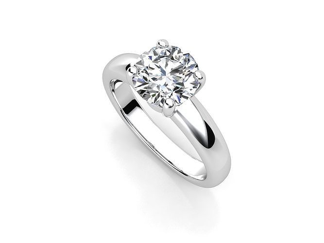 dmc-04 engagement ring with round brilliant cut diamond 3D print model