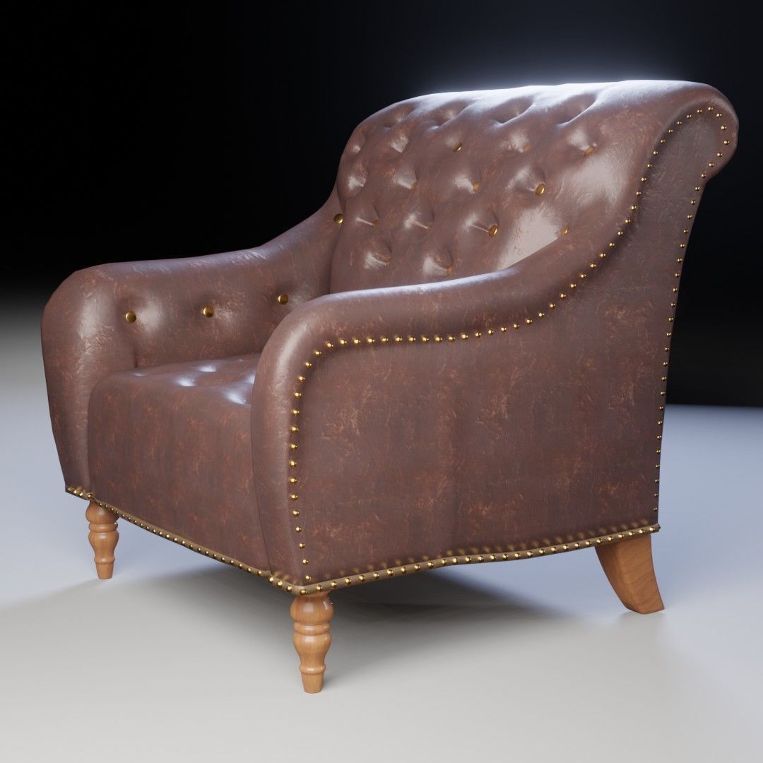 Leather Lounge Chair  3D model_1