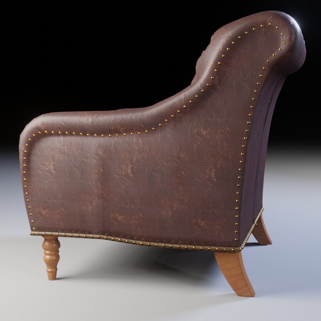 Leather Lounge Chair  3D model_2