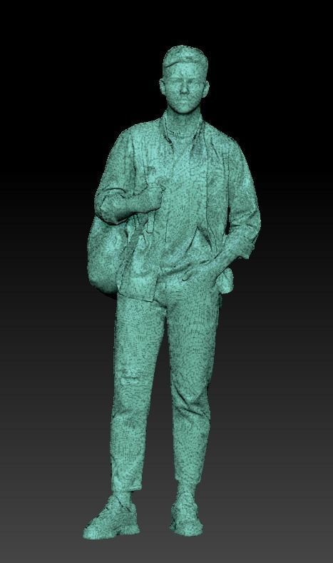 Handsome man in a plaid shirt with a backpack 46 Low-poly 3D model_7