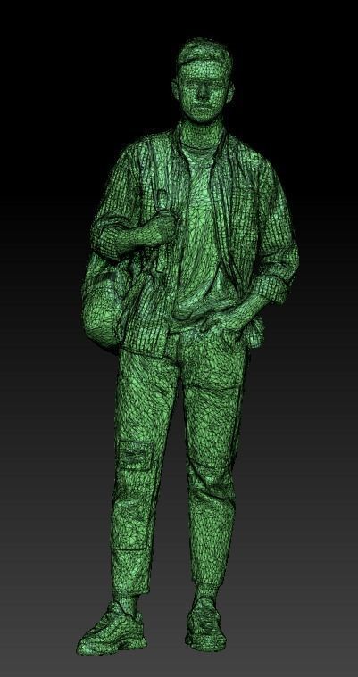 Handsome man in a plaid shirt with a backpack 46 Low-poly 3D model_5