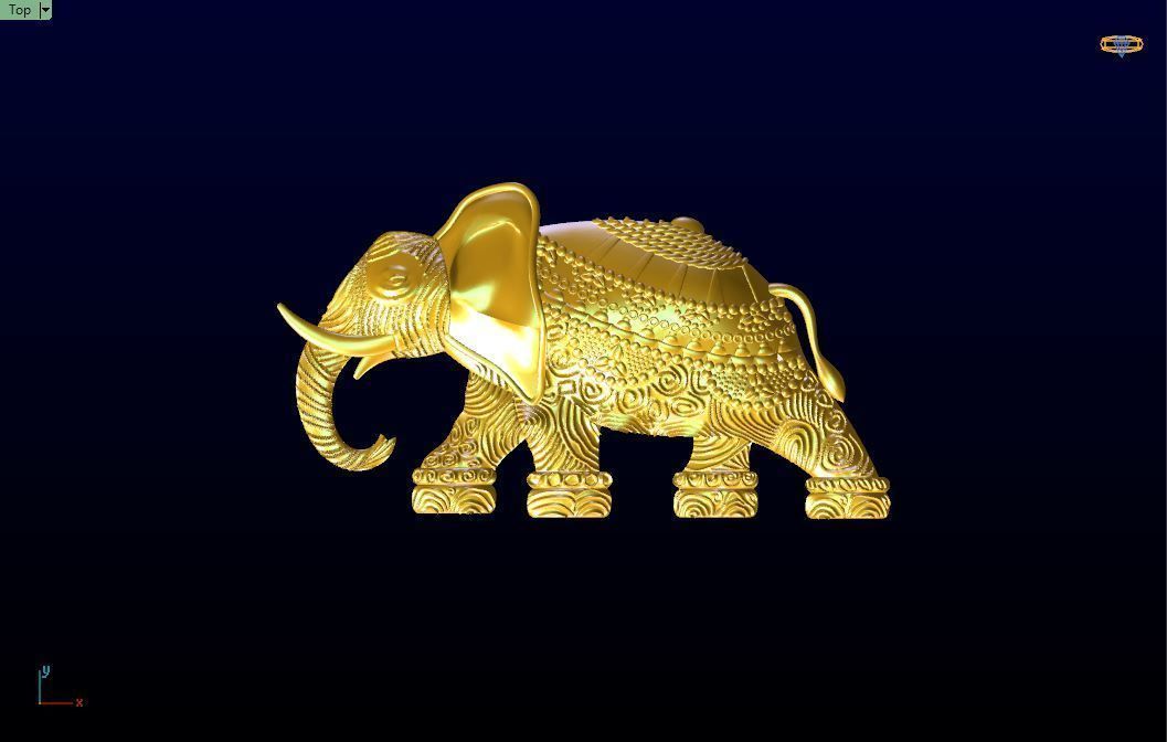 elephant in gold 3D print model_1