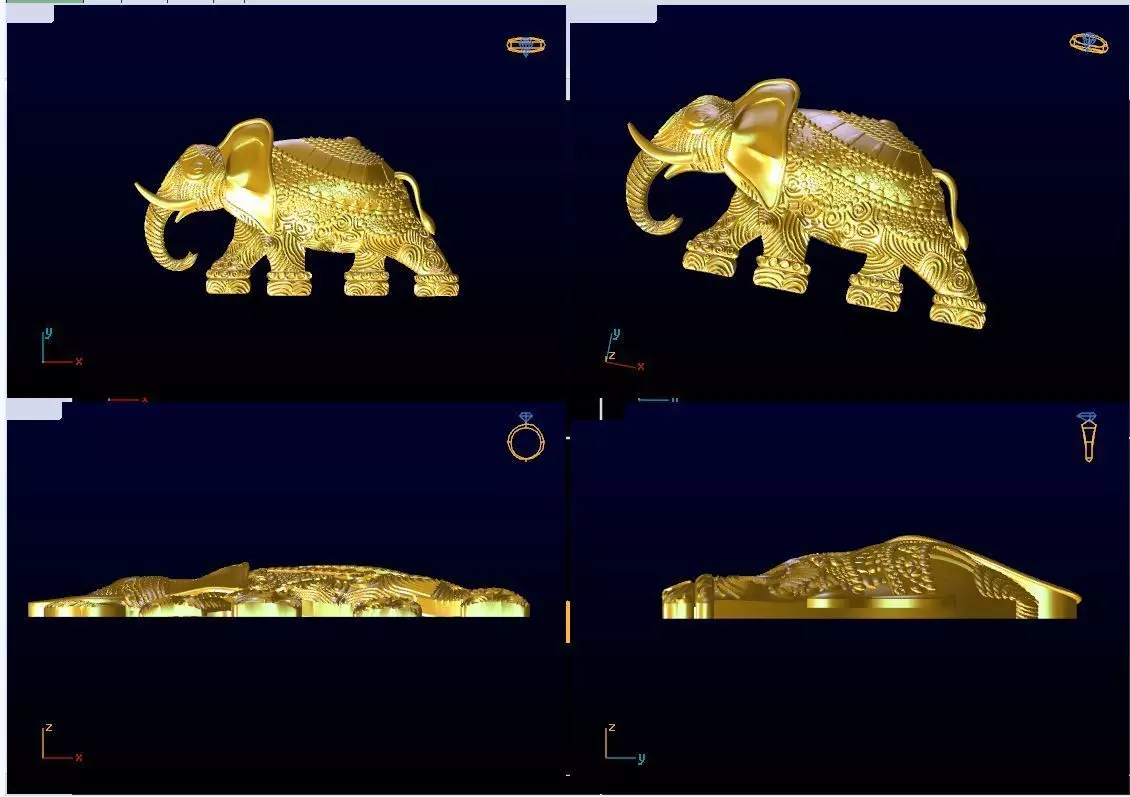 elephant in gold 3D print model_0