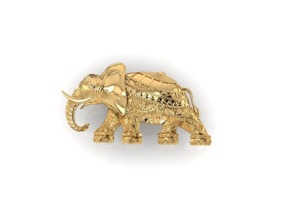 elephant in gold 3D print model_2