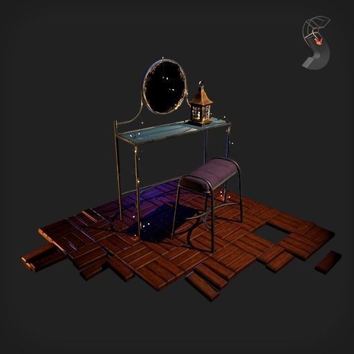 Old lamp Low-poly 3D model_2