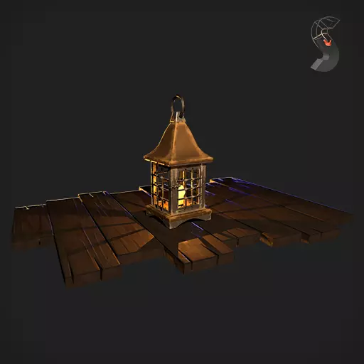 Old lamp Low-poly 3D model_0