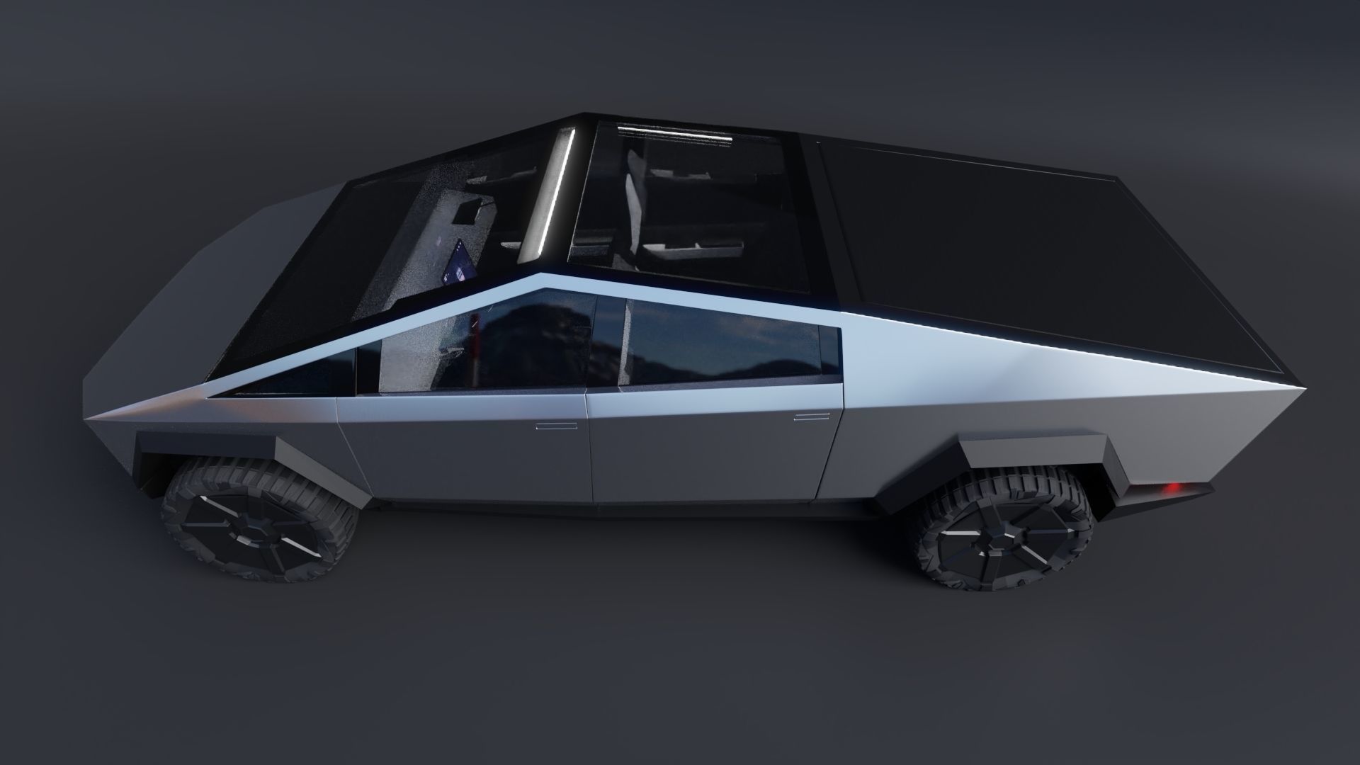 Cybertruck High Detailed Model with interior Low-poly 3D model_9