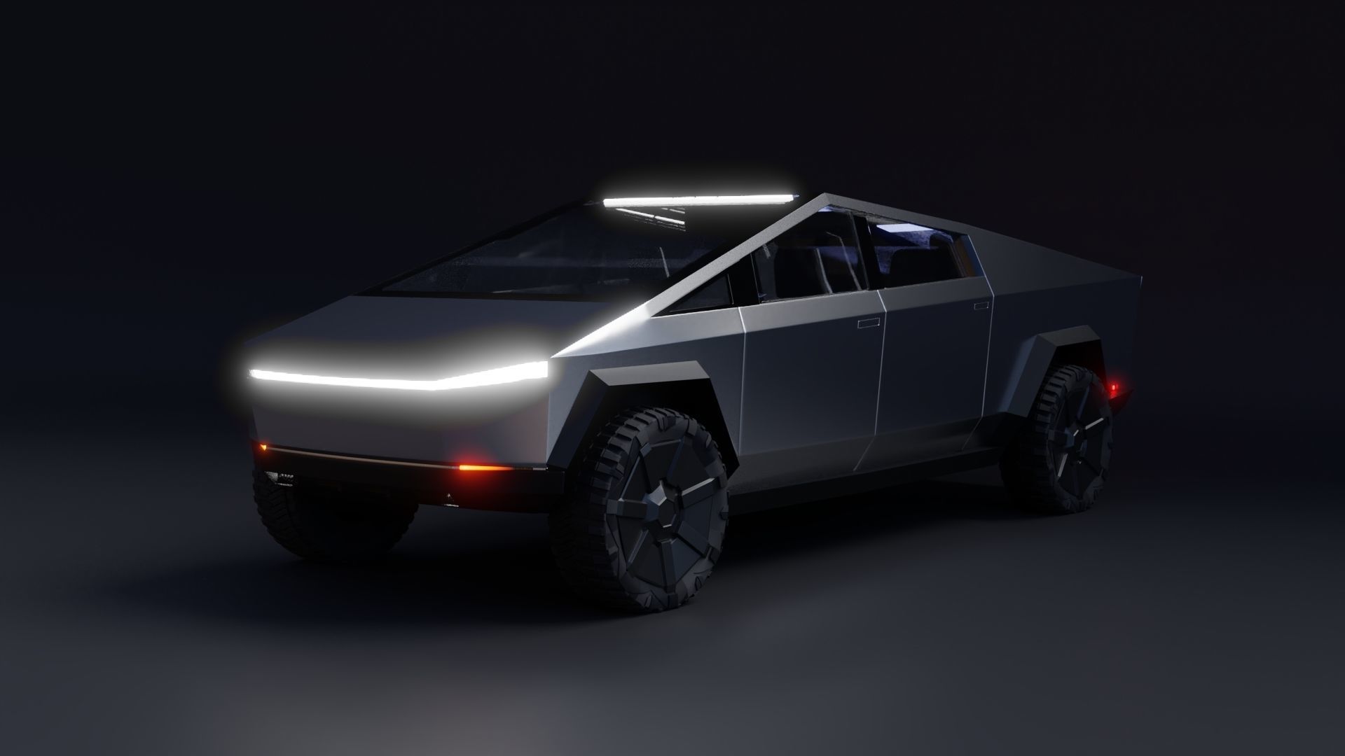 Cybertruck High Detailed Model with interior Low-poly 3D model_4