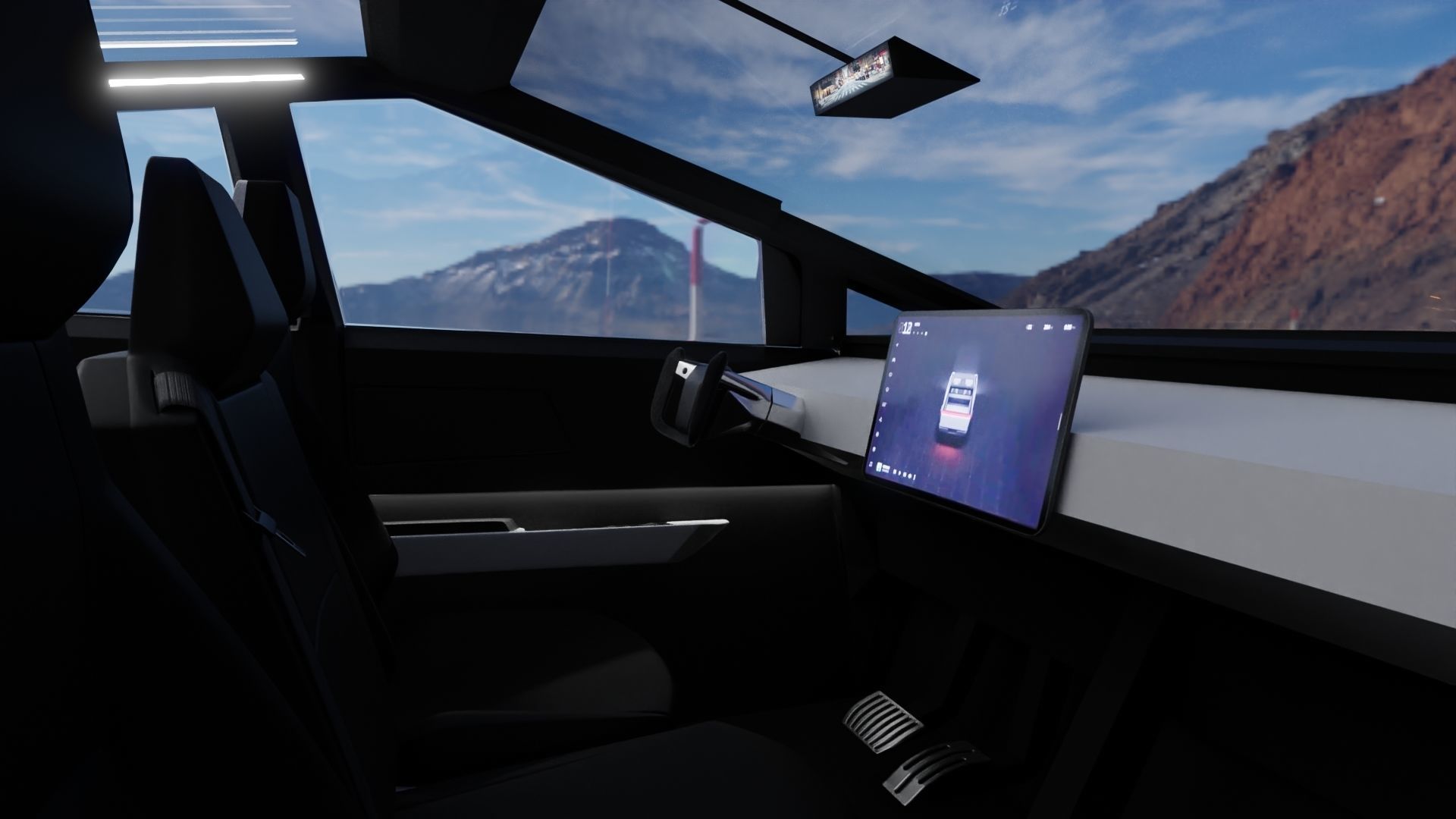 Cybertruck High Detailed Model with interior Low-poly 3D model_8