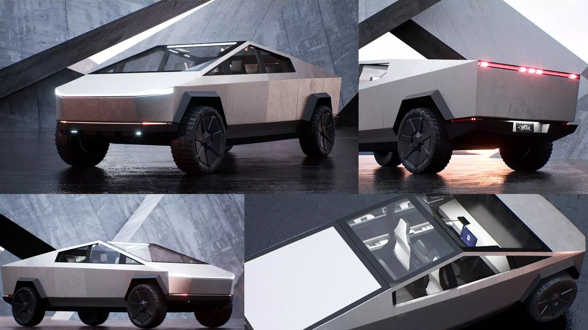 Cybertruck High Detailed Model with interior Low-poly 3D model_0