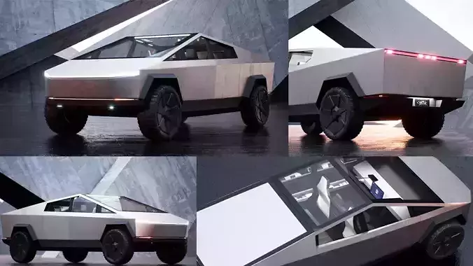 Cybertruck High Detailed Model with interior Low-poly 3D model
