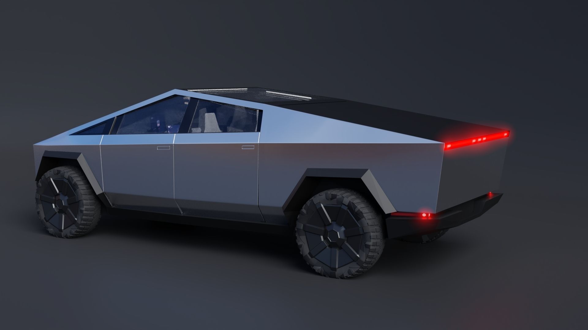 Cybertruck High Detailed Model with interior Low-poly 3D model_5