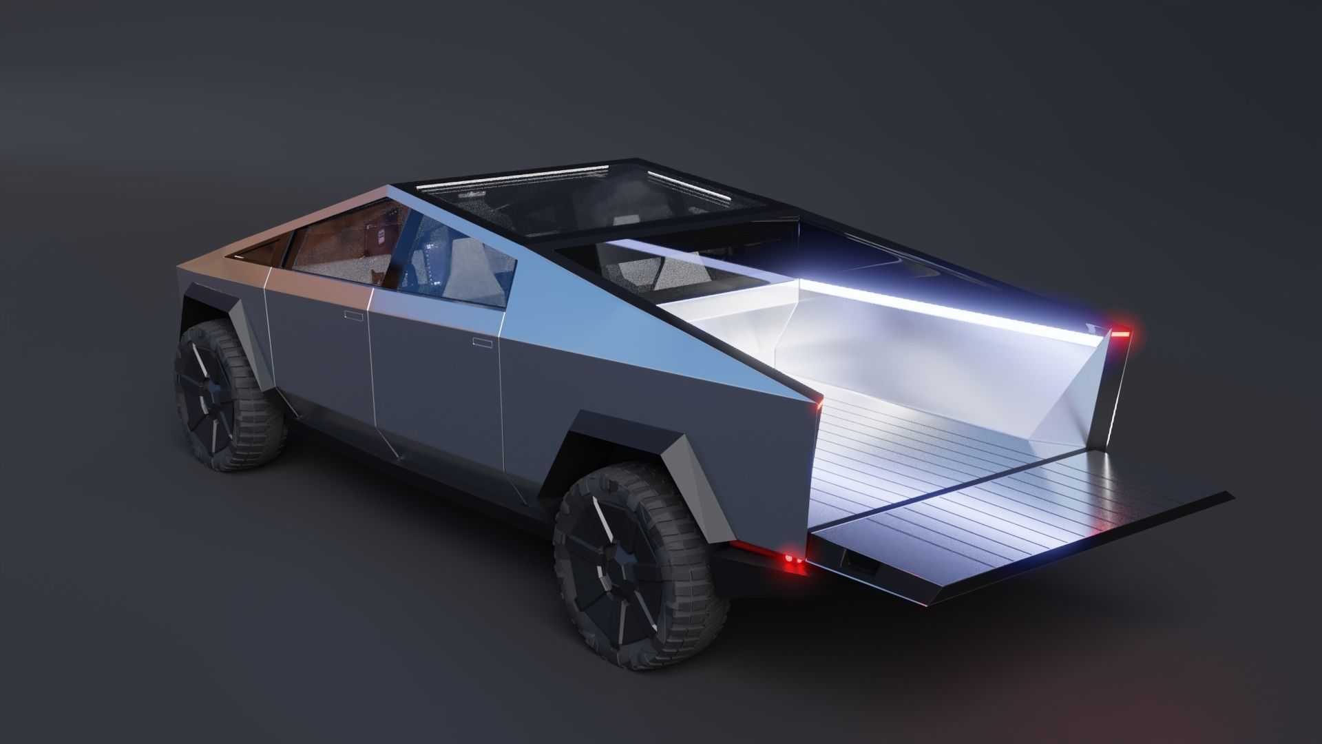 Cybertruck High Detailed Model with interior Low-poly 3D model_6