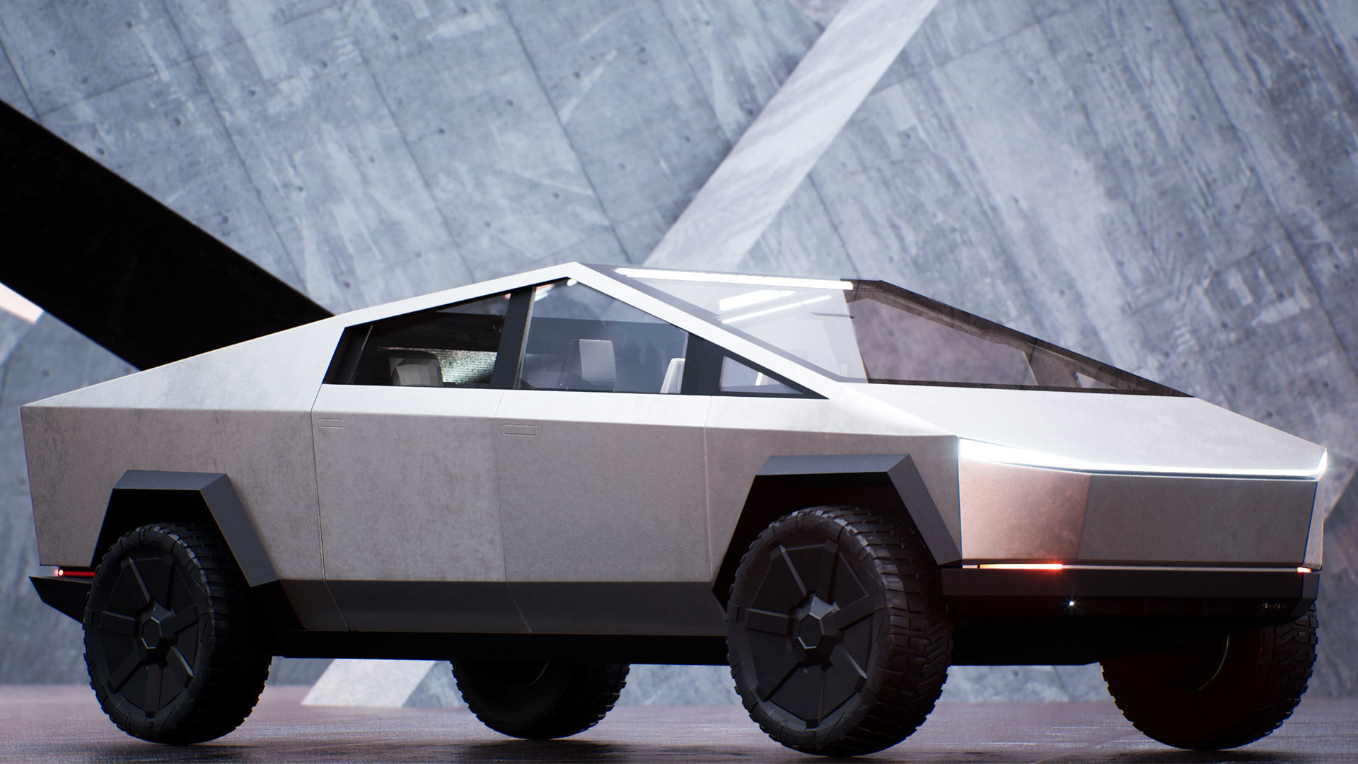 Cybertruck High Detailed Model with interior Low-poly 3D model_16