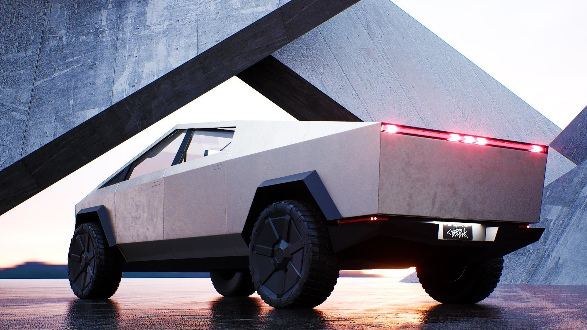 Cybertruck High Detailed Model with interior Low-poly 3D model_13