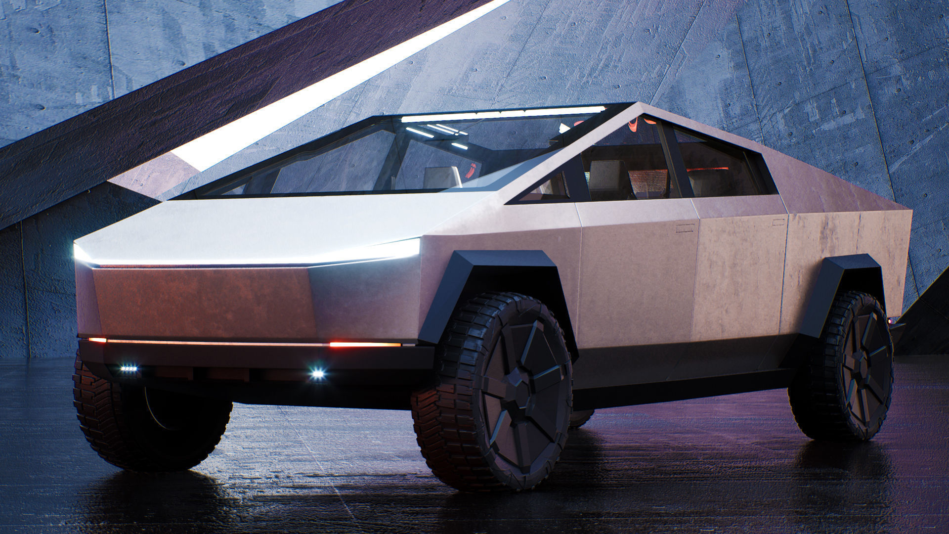 Cybertruck High Detailed Model with interior Low-poly 3D model_20