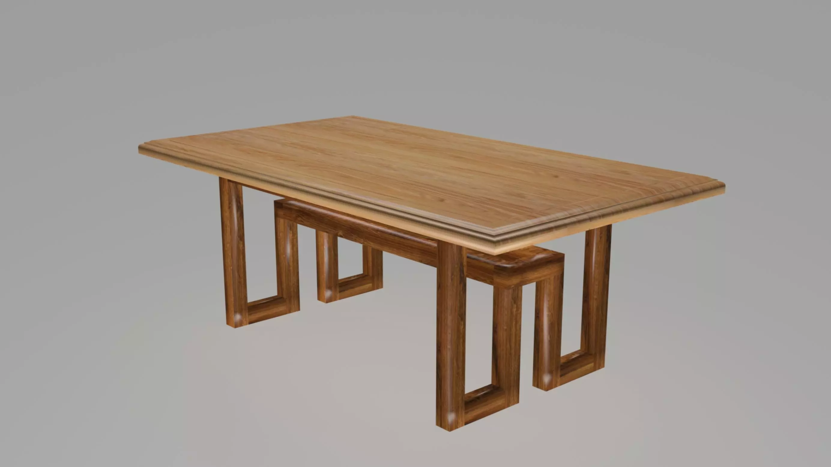Modern wooden dining table Low-poly 3D model