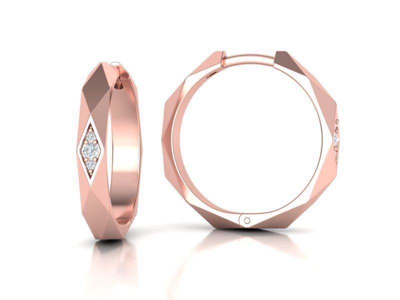 Facet Hoop earrings unique design 3dmodel 3D print model_10