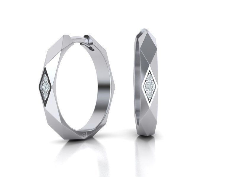 Facet Hoop earrings unique design 3dmodel 3D print model_2
