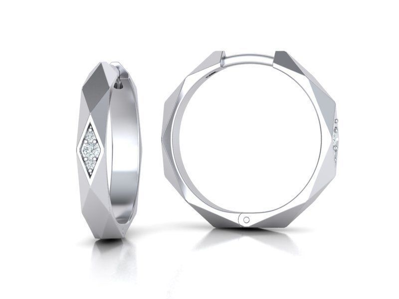 Facet Hoop earrings unique design 3dmodel 3D print model_11