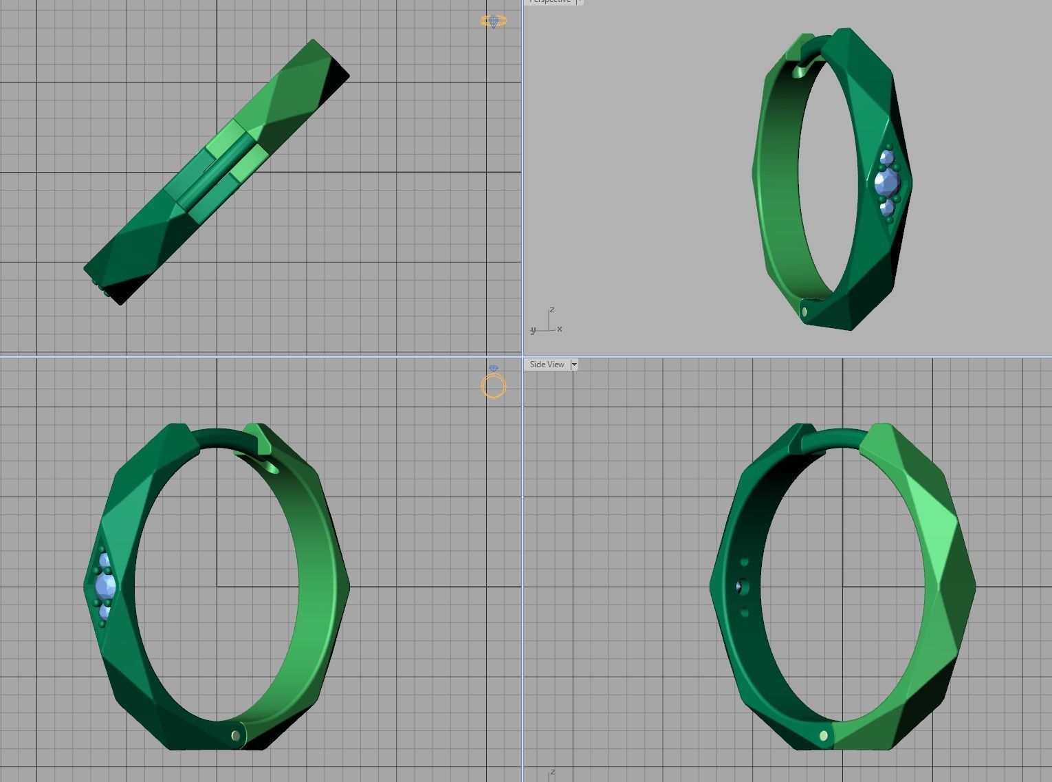 Facet Hoop earrings unique design 3dmodel 3D print model_5