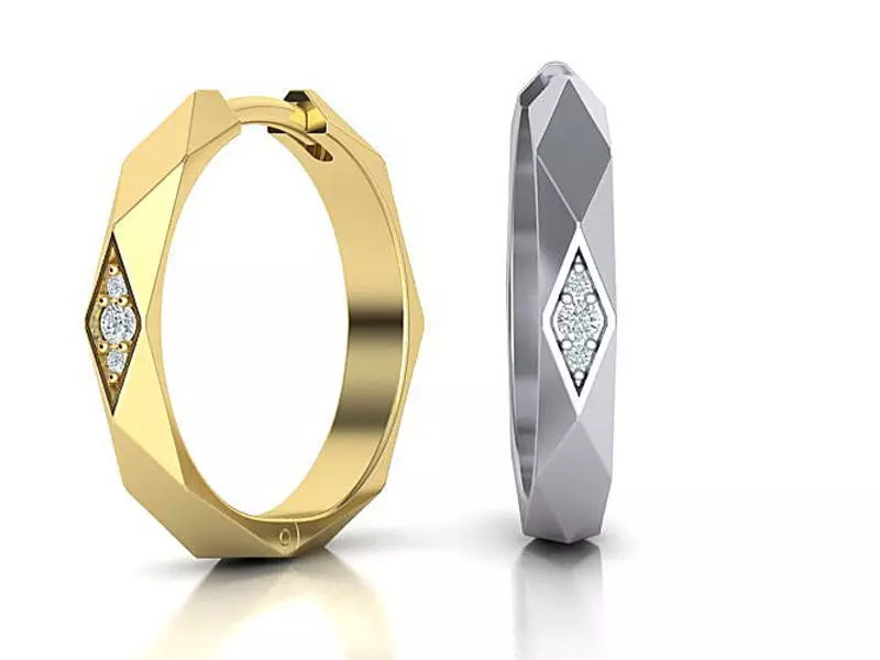 Facet Hoop earrings unique design 3dmodel 3D print model_0