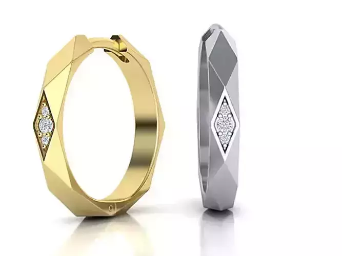 Facet Hoop earrings unique design 3dmodel 3D print model