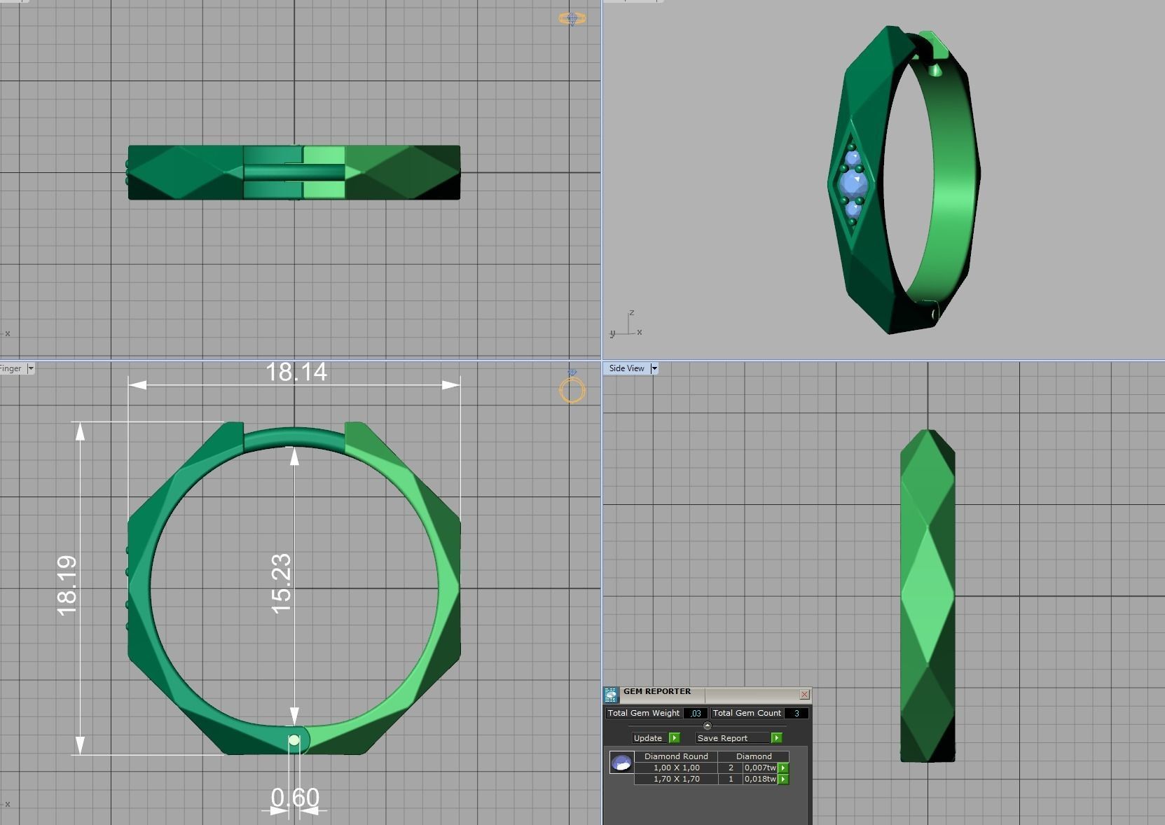 Facet Hoop earrings unique design 3dmodel 3D print model_4