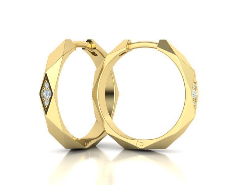 Facet Hoop earrings unique design 3dmodel 3D print model_9