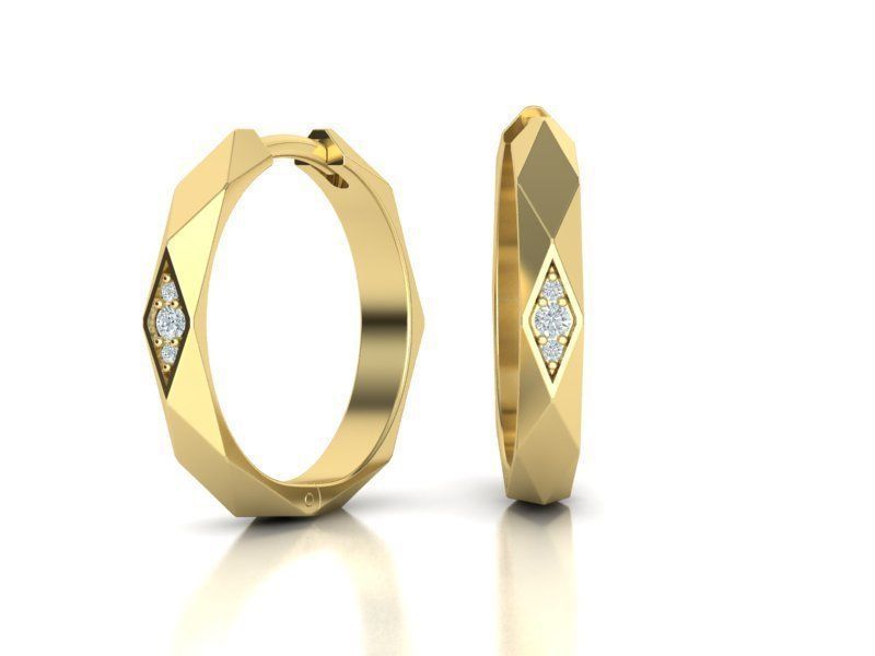 Facet Hoop earrings unique design 3dmodel 3D print model_3