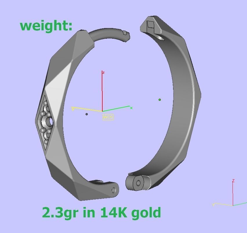 Facet Hoop earrings unique design 3dmodel 3D print model_6