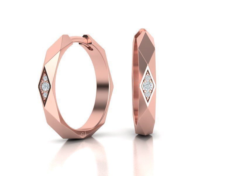 Facet Hoop earrings unique design 3dmodel 3D print model_1