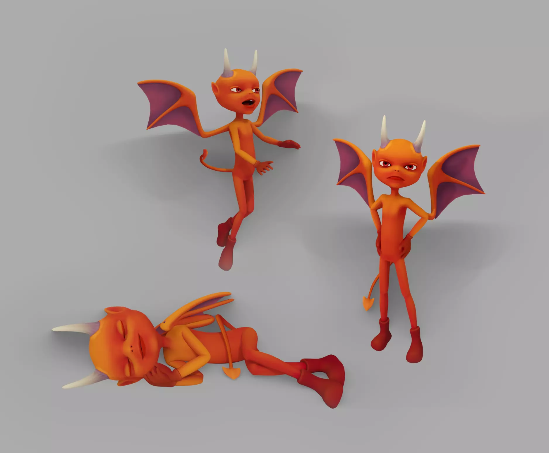 Syd Little Devil Character Low-poly 3D model_0